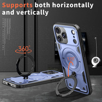 Funda Magnética 2 en 1 para Teléfono TPU PC 360 ° Funda Protectora Giratoria con Anillo y Protección de Lente de Cobertura Total a Prueba de Golpes para iPhone 18 17 Pro Max