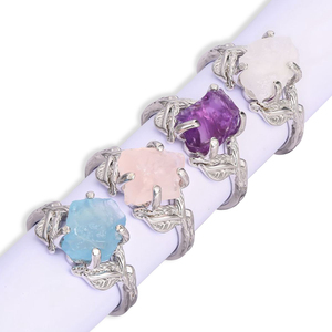 Anillos de cristal curativo para mujer, joyería al por mayor, <span class=keywords><strong>piedra</strong></span> Natural de piedras preciosas crudas - Product Image 1