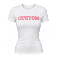 T-shirt personnalisé en chenille brodée, design graphique, pour femme, coupe slim, col rond, t-shirt uni, coupe ajustée, t-shirts vierges en gros