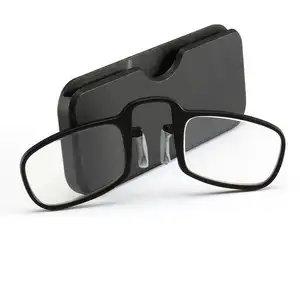 Clip de puente nasal para gafas de lectura, marco de plástico sin marco, cuadrado, ultrafino, fácil de llevar, venta al por mayor