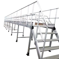 Escaliers en aluminium de sécurité industrielle, passerelles, plateformes de marche, échelles pliantes avec accessoires, pieds, niveleurs de pieds, main courante