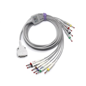Câble ECG compatible <span class=keywords><strong>Mortara</strong></span> 9293-021-51 à 10 fils, fils d'électrocardiogramme réutilisables de type banane conformes à la norme IEC - Product Image 5