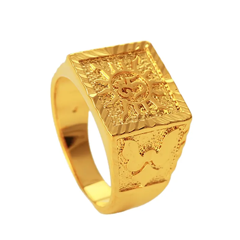 Xuping gioielli monili di modo, dubai 24K placcatura in oro della lega di rame grande anello, anelli di nozze per l'uomo