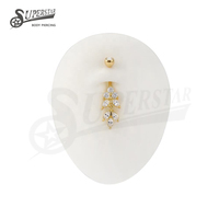 SUPERSTAR Perhiasan Tindik Pusar Titanium ASTM F136 G23 Desain Bunga Lebah Curved Barbell Produsen