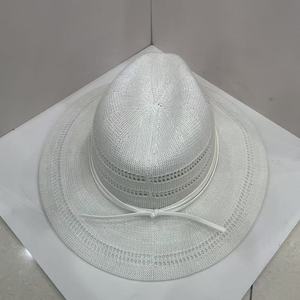 <span class=keywords><strong>Chapeau</strong></span> de cowboy en paille <span class=keywords><strong>Stetson</strong></span> à large bord de style occidental pour hommes et femmes, accessoire de mode de voyage, matériel d'herbe naturelle rayé - Product Image 5