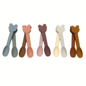 Cuchara de Silicona de Grado Alimenticio, Libre de BPA, Ecológica, Duradera, con Mango Cónico Pequeño para Bebés de 0 a 12 Meses, Color Personalizado - Product Image 1