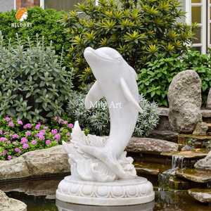 Décoration d'intérieur personnalisée sculpture de <span class=keywords><strong>fontaine</strong></span> de <span class=keywords><strong>dauphin</strong></span> en marbre blanc <span class=keywords><strong>pour</strong></span> <span class=keywords><strong>piscine</strong></span> - Product Image 1