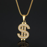 Fashion Dollar Sign pendentif collier femmes all-top touch acier inoxydable lèvre clavicule chaîne accessoire