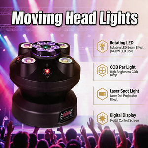 Lumière de scène laser à tête mobile UFO 6 yeux 360° °   Lumière DJ à rotation DMX512 activée par le son pour bar, fête, maison, mariage, discothèque - Product Image 5