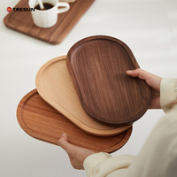 Plateau de service décoratif ovale en bois d'acacia, hêtre et noyer pour café, thé, fruits, aliments et desserts – Offre Spéciale