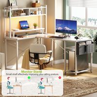 Petit bureau de jeu en métal en forme de L avec prise de courant, support pour écran de 48 pouces, sac de rangement double face, convertible, portable, simple