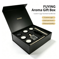 Boîte cadeau rigide de luxe avec logo personnalisé et insert en mousse EVA pour ensemble de bougies parfumées et diffuseurs à bâtonnets