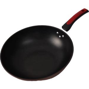 Utensilios de cocina antiadherentes multiusos de alta calidad de 32CM sin recubrimiento para Cocinar en casa Wok de hierro fundido con mango de plástico - Product Image 4