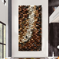 Art personnalisé 3d Art mural en bois Décoration murale pour la maison Art fait à la main Bloc de bois Peinture décorative Sculpture sur bois Décoration murale Design
