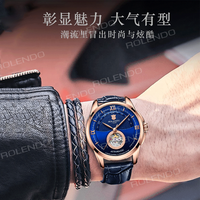 ROLENDO Montre mécanique automatique à la mode pour hommes, étanche à 30m, squelette automatique, montres de luxe décontractées pour hommes