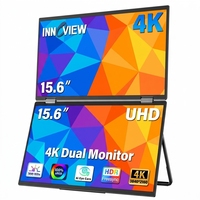 15,6 Zoll 4K UHD Tragbarer Dual-Monitor mit Schwenkverstellung und Vertikalem Bildschirmmodus für Datenanalyse und Finanzarbeit