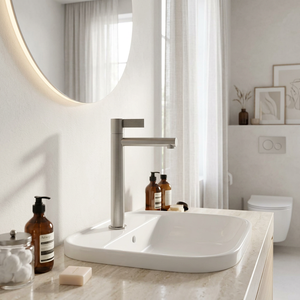 Grifo Mezclador de Lavabo para Montar en la Pared, Plateado Cepillado/Dorado Champán/Negro Mate, Lavabo Suspendido, Baño, OEM - Product Image 1
