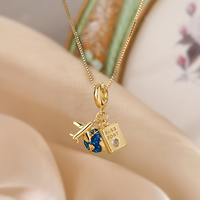 HONGTONG cuivre plaqué or véritable Zircon caméra passeport pendentif collier pour femmes hommes bijoux pendentif à breloques étanche