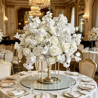 Boule de fleurs décorative personnalisée, arrangement de grande taille de 30 cm à 80 cm, fleurs artificielles en soie, roses, boule de fleurs, décoration de centre de table de mariage
