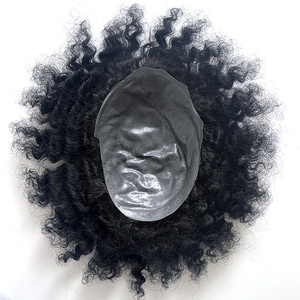 Wig rambut palsu Afro pria, Wig tipis Sistem kulit Pu dasar 10mm gelombang Afro <span class=keywords><strong>Unit</strong></span> rambut untuk pria hitam menyesuaikan gelombang apa pun - Product Image 3