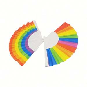 Abanico de Mano de Plástico Blanco Premium de 23 cm con Impresión de Arcoíris de un Solo Lado para Suministros Promocionales de Fiesta OEM/ODM al por Mayor - Product Image 1