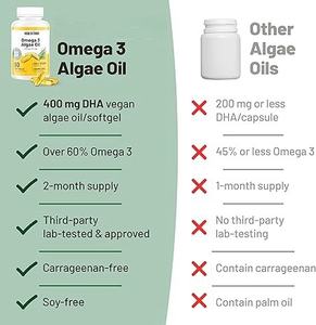 OEM/ODM Capsules molles d'huile d'algues végétales de haute qualité <span class=keywords><strong>Omega</strong></span> <span class=keywords><strong>3</strong></span> Acides gras Végétarien DHA Soutien immunitaire articulaire du cœur - Product Image 4