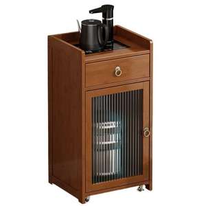 Soporte portátil para té con tetera y gabinete para uso en la sala de estar del hogar, material de bambú con tapa y acabado de pintura horneada. - Product Image 5