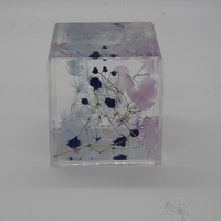 Prensapapeles de Acrílico Personalizado, Cubo Líquido con Aceite y Agua, Prensapapeles Cuadrado para Escritorio, Figura 3D Miniatura Flotante Personalizada