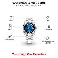 Montre mécanique automatique de luxe pour homme, 40 mm, en acier inoxydable, style plongeur, hip-hop, logo personnalisé, 3A - Calendrier lumineux, accessoires pour homme