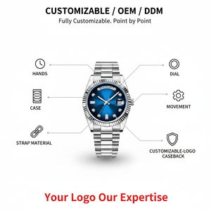 Reloj Mecánico Automático Analógico Miyota de Lujo <span class=keywords><strong>para</strong></span> Hombre, 40MM, Acero Inoxidable, Estilo Buzo, Hip Hop, con Logotipo Personalizado, Calendario Luminoso - Product Image 2