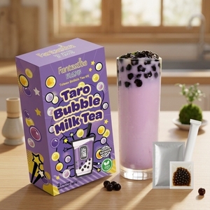 Taro Flavor <b>Bubble</b> Tea Kit Box 150g Instant <b>Boba</b> Easy Preparation - Product Image 1