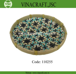 Nice Weaving Round <b>Bamboo</b> Fruit Craft <b>Basket</b> Vietnam Woven <b>Basket</b> <b>Bamboo</b> Rattan <b>Basket</b> for Food Serving Tray or Item Storage - Product Image 3