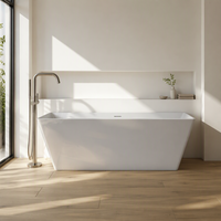 Baignoire autoportante carrée en acrylique conforme aux normes CE pour usage intérieur, idéale pour les hôtels et les bains relaxants