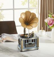 Radio Retro Vintage Multifungsi Elegan Terbaru, Dekorasi Rumah, Speaker Fonograf