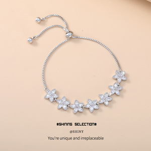 Flower <b>Bracelet</b> Micro Inlaid Zircon <b>Copper</b> Alloy Silver Gold Party Jewelry Women Fashion European Style - Product Image 5