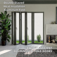 Porte pliante en aluminium noir à double vitrage, porte de patio pliante moderne, utilisation intérieure et extérieure