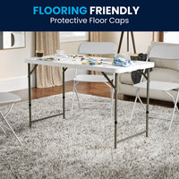 Tables pliantes en plastique HDPE blanc réglables en hauteur pour événements, mariages, fêtes, pique-niques, dîners en plein air, camping