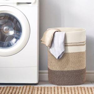 棉绳篮制造商木制分隔式洗衣篮带盖藤篮婴儿礼品篮三层编织 - Product Image 5