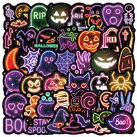50 autocollants adhésifs personnalisés MC, motif dessin animé monstre néon, pour étiquettes cadeaux classiques de Noël et décorations d'arbre de Noël