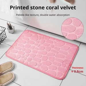 Tapis de bain rose gaufré antidérapant en mousse à mémoire de forme et velours pour la maison et l'hôtel - Product Image 3