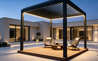 Pergola Louvered Bermotor Pintar dari Paduan Aluminium Kekuatan Tinggi Model 163, Tahan UV, Gazebo Teras Luar Ruangan