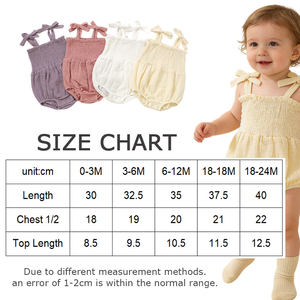 100%オーガニックコットンモスリンベビーロンパース（肩に蝶結び、胸元にスモック加工） |   ノースリーブスナップクロッチ幼児用ボディスーツ - Product Image 5