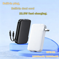 Batterie externe sans fil rechargeable Silm 10000 mAh avec prise murale intégrée et câble de charge AC