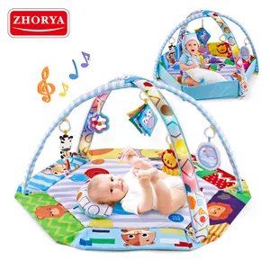 Zhorya Fence Baby Play Mats Manta Niños Juguetes Juego redondo Gimnasio Bebé Juguetes Gatear Mat con música ligera