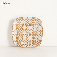 Service de table en porcelaine émaillée écologique de style luxueux, design islamique peint à la main, motifs floraux, sans BPA