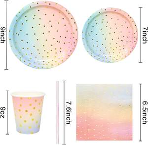 Sıcak satış tek kullanımlık sofra setleri kağıt tabaklar peçeteler sofra yemek seti düğün doğum günü partisi malzemeleri için - Product Image 4