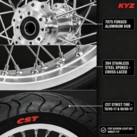 Ensemble complet de roues avant et arrière Supermoto de 17 pouces avec pneus routiers, jantes noires, Sur-Ron Light Bee X, moto électrique tout-terrain