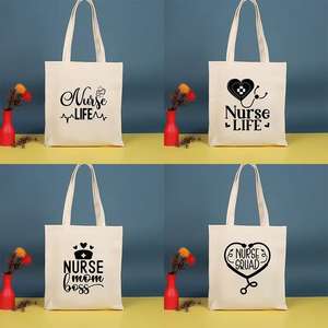 Fashion Nurses Canvas Tote Bags Women Men Medical <b>Stethoscope</b> Shopping Bag Nurses Life Gifts Casual Shoulder Bag - Product Image 6