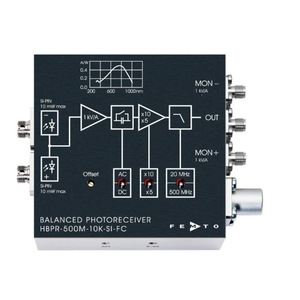 เครื่องรับภาพแบบสมดุล FEMTO รุ่น HBPR-500M-10K-SI-FC แรงดันไฟฟ้า 1 kV/A กำลังขยาย 20 เมกะเฮิรตซ์ แบนด์วิดท์ 20 เมกะเฮิรตซ์ ตัวตรวจจับแบบ Si-PIN - Product Image 1