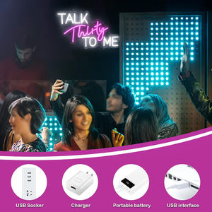 Insegna al neon LED 'Talk Thirty To <span class=keywords><strong>Me</strong></span>', luce al neon con scritta 'Buon Compleanno' per la festa del 30° compleanno, decorazione unica rosa per sfondo di compleanno. - Product Image 6